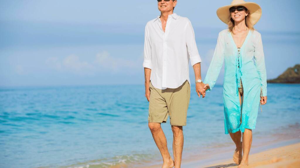 Person enjoying a walk, looking relaxed
